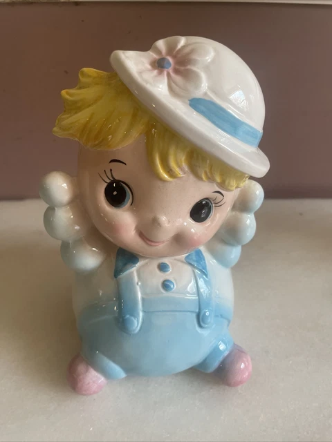 Baby Boy Blue Eyes Vase  Lady Head Planter Vase E-0398