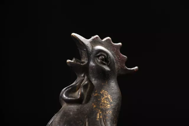 Chinese Exquisite Handmade Copper Mud Gold Cock Statue 一鸣惊人摆件 ah0243 3