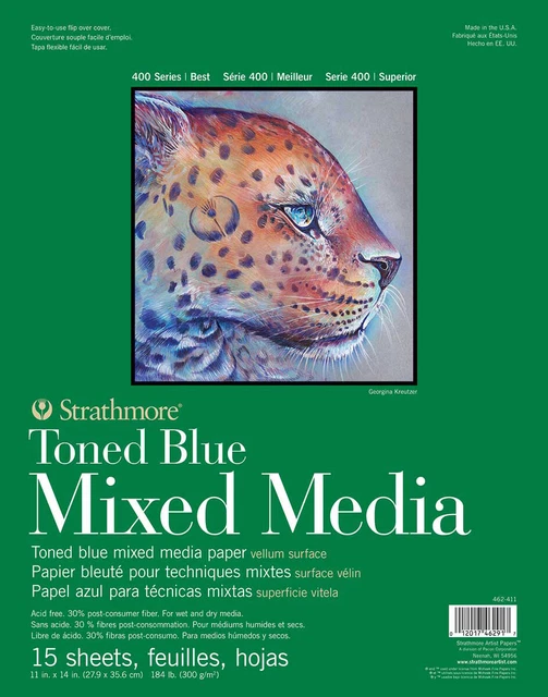 Strathmore serie 400 almohadilla de medios mixtos tono azul 11""X14""-15 hojas -62462411