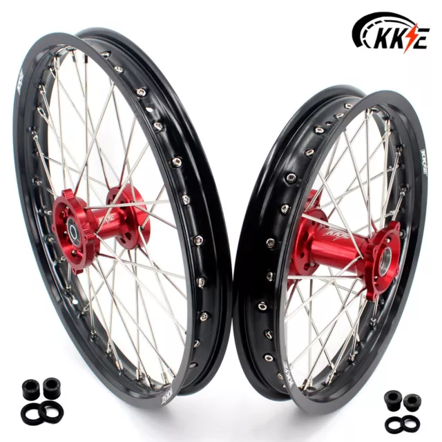 KKE 17/14 Small Kid's Wheels Rims Set Fit Honda CRF150R 2007-2023 CNC Red Hub