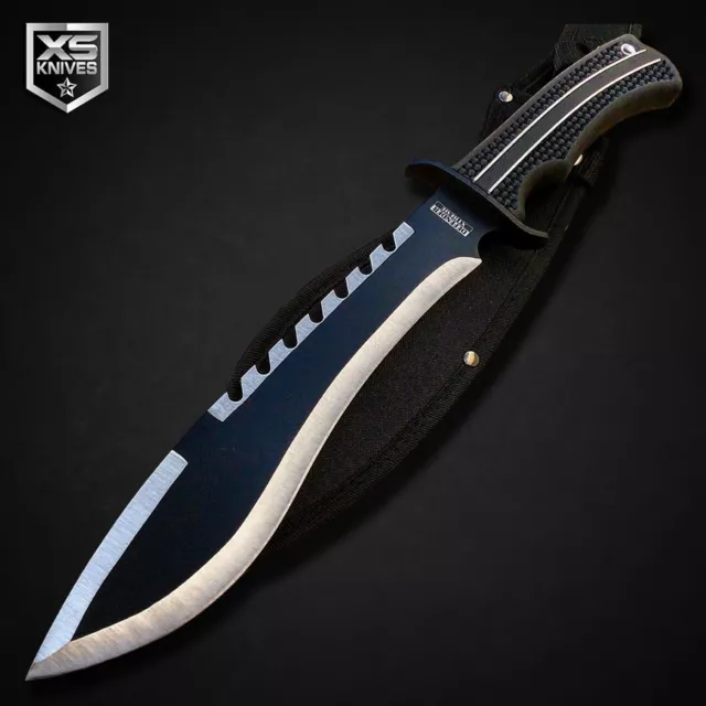 16.5" Black MACHETE Tactical Fixed Blade BOWIE Hunting SURVIVAL Knife w/ SHEATH