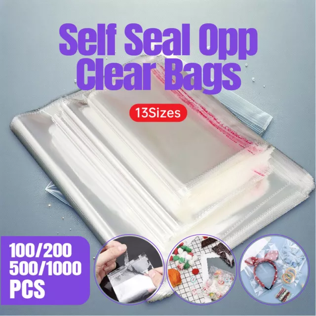Self-Adhesive Seal Cellophane Resealable Plastic OPP Packing Bags100-1000pcs