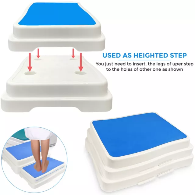 2x SLIP RESISTANT STACK-ABLE SAFETY BATH STEP STOOL DISABILITY AID SHOWER STEP