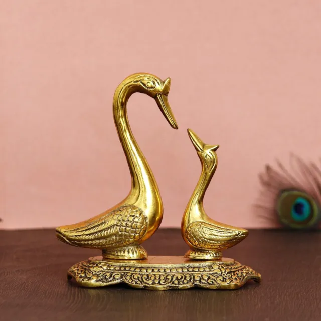 Vashu Art Loving Golden Swan Couple Figurine décorative en métal 15,2 cm...