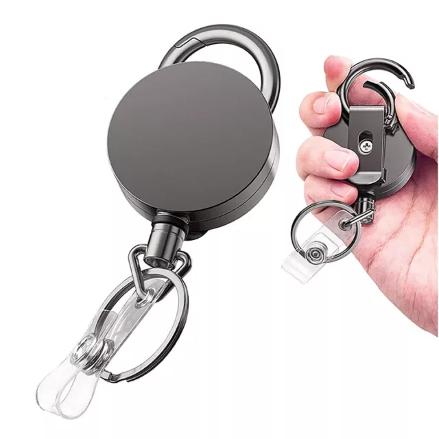 Key Chain Retractable ID Card Badge Holder Security Belt Clip Heavy Duty UK