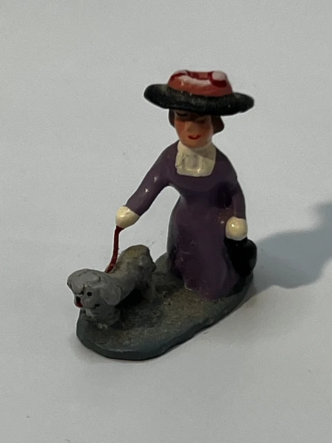 Miniature Dominique Gault J Carlton Figurine French Woman Dog Pet France Art