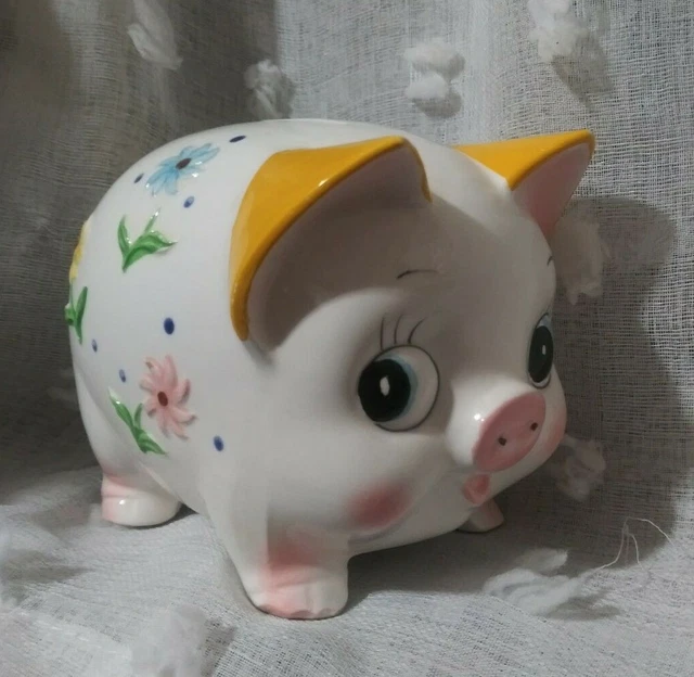 Adorable Retro Whimsy Piggy Bank Ceramic