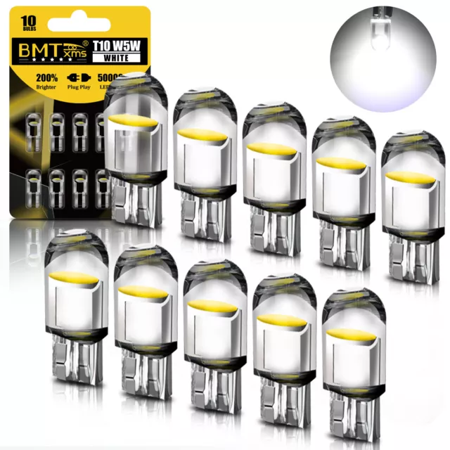 10pc White LED T10 194 168 W5W License Plate Light Interior Map Dome Trunk Bulbs