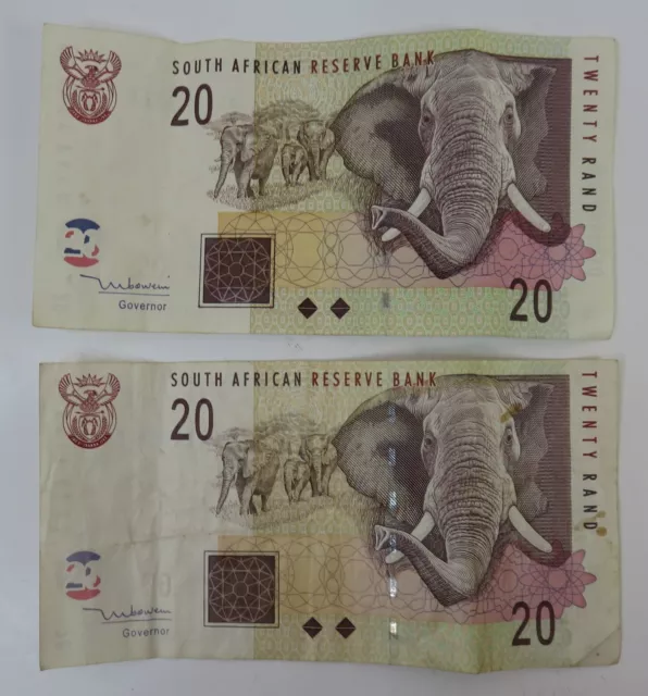 (2) Vintage Twenty 20 Rand Notes South African Reserve Bank         (Inv38972)