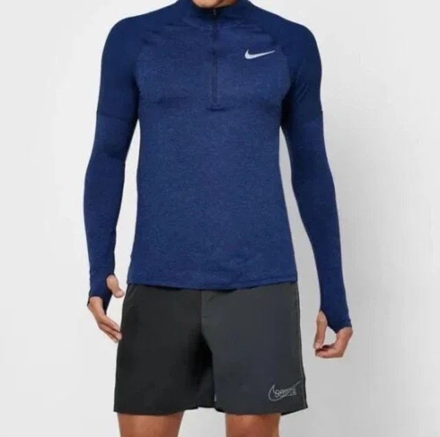 Top attivo Nike Dri Fit Element mezza cerniera, maniche lunghe. Taglia Large. Blu