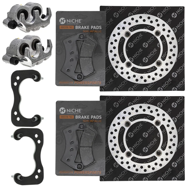 NICHE Rear Brake Rotor Caliper Pad Set for Polaris RZR 4 XP 900 1912375 1911288