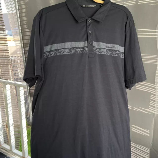 Travis Mathew Shirt Men's XL Black Golf Polo Tidal Wave Preppy