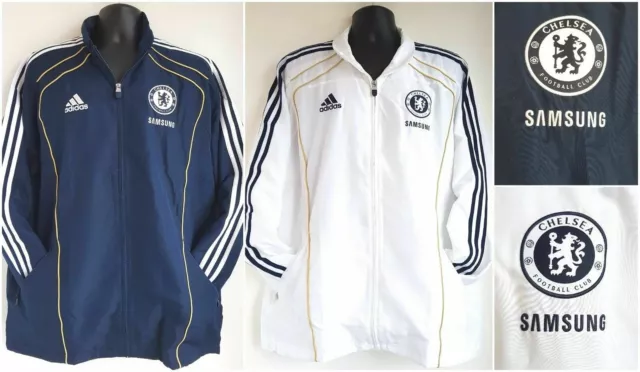 Men's Adidas Chelsea FC Pre Jacket Navy & White Zip Pockets Lightweight
