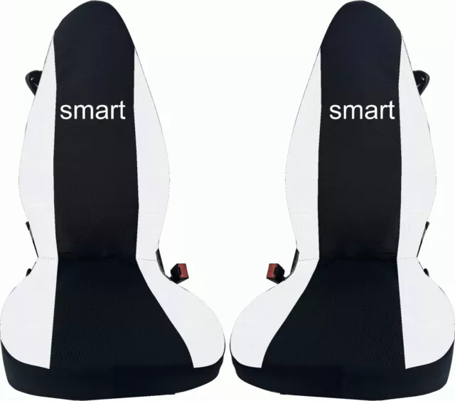 coprisedili auto smart for two cotone nero/bianco 100% made in italy