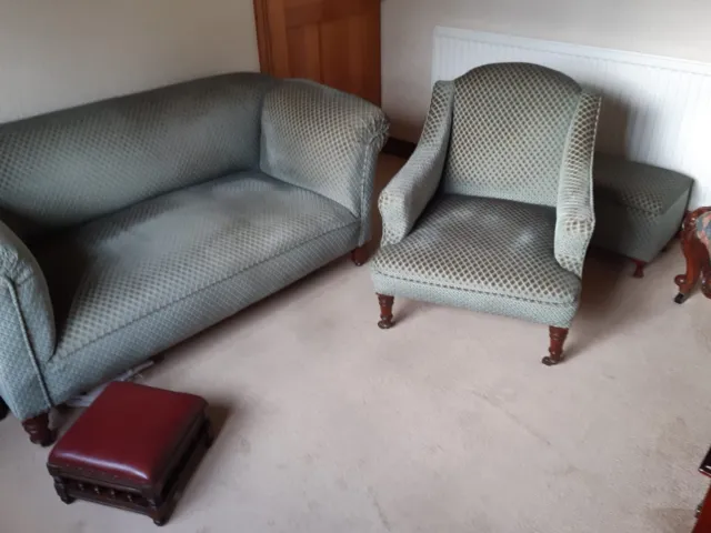 Antique Edwardian Chesterfield 2 seater Sofa & Ladies Chair