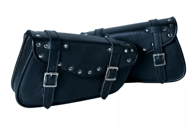 Brand New Motorbike Swing Bag Top Grain Genuine  Cowhide Leather   Black Pl2689 2