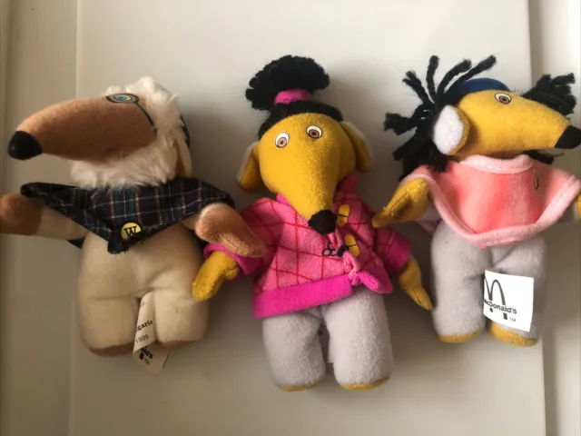 1999 McDonalds The Wombles Of Wimbledon Collectable Soft Plush Toy X3