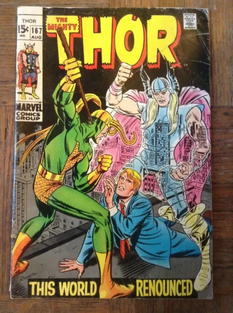 August 1969 Marvel Comics The Mighty Thor Stan Lee Jack Kirby Comic No. 167