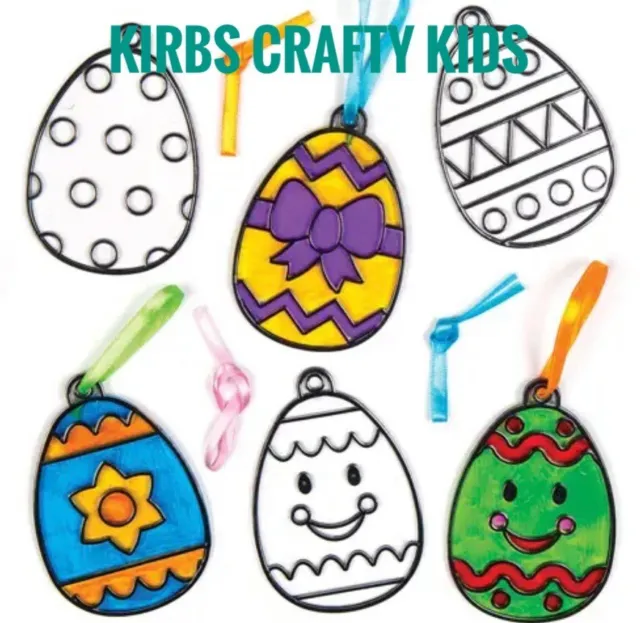 Easter Egg Suncatcher Decorations - Pk Of 4 - Childrens Paint Activity Craft Kit