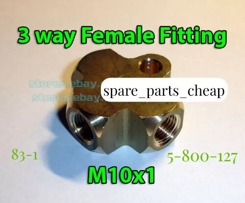 Brake Line Pipe Brass T 3 way Female Fitting Connector Splitter M10x1 Metric 127