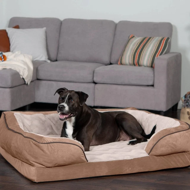 LYY Perfect Comfort Velvet Waves Full Support Orthopedic Sofa Dog & Cat Bed