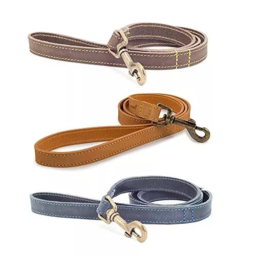 Ancol Timberwolf Leather Dog Lead - Blue Lead Length Large 2