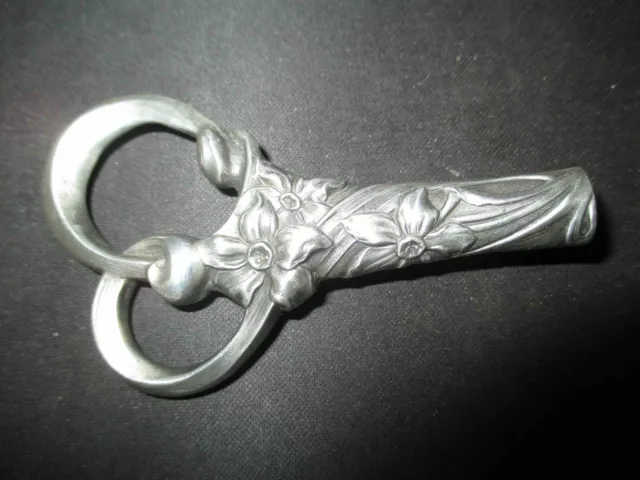 ancien manche ombrelle Art Nouveau argent massif fin XIX ème