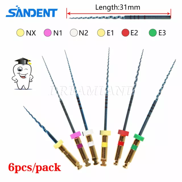 6pcs Dental Super NiTi Files Rotary Engine File Endo Motor Root Canal 31mm atz