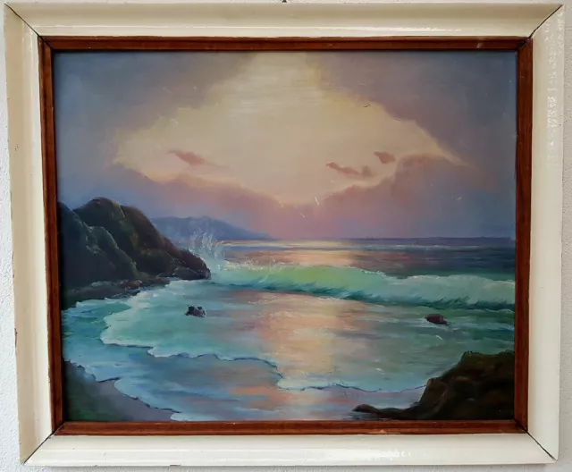 Wunderschönes Ölgemälde Kunstwerk Rahmen Malerei Oil Painting Landschaft Meer