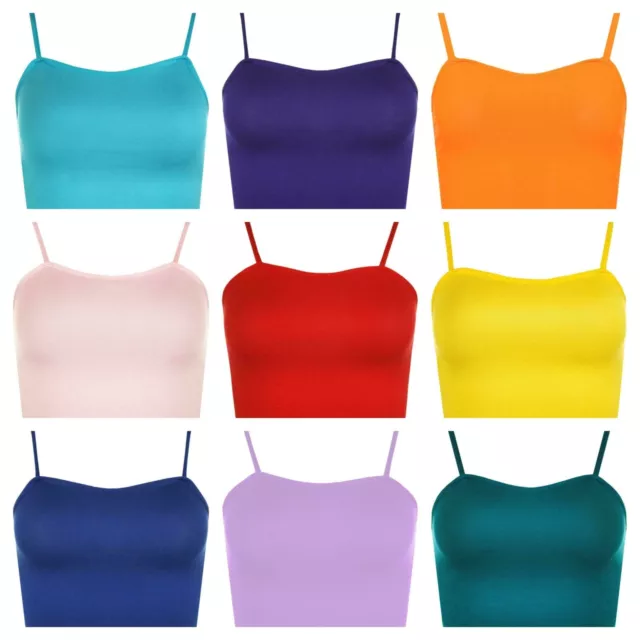 Womens Ladies Sleeveless Strappy Bandeau Plain Camisole Boobtube Bralet Crop Top