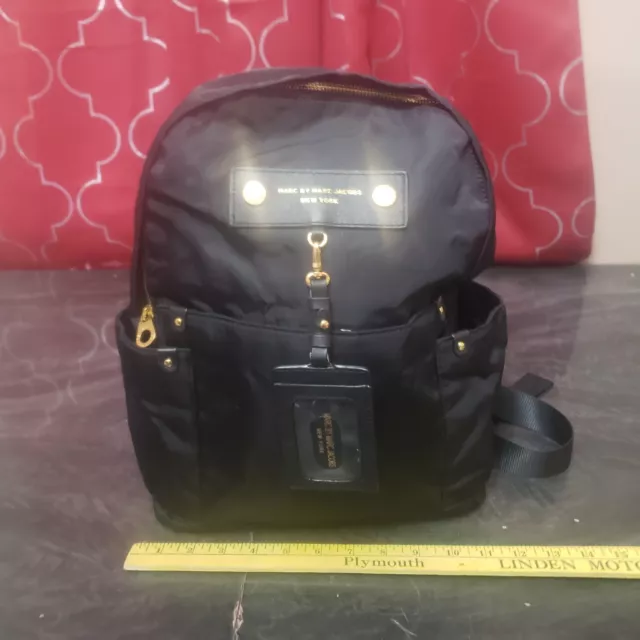 Marc by Marc Jacobs Women's Backpack Tote Bag w/ Luggage Tag Black Gold Zip