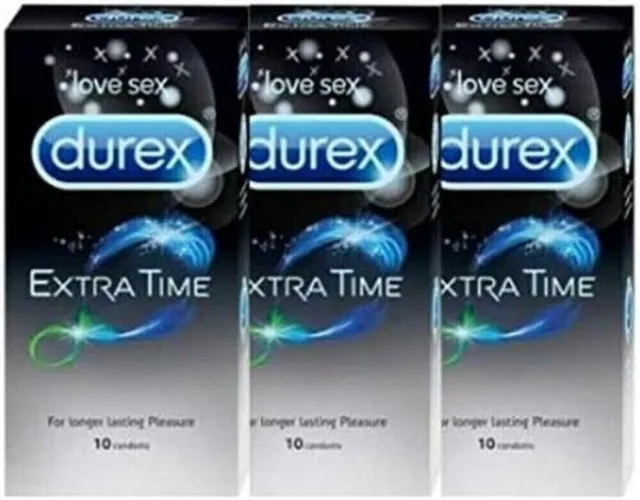 3 pack of 30Durex Extended Pleasure Extra Time Intense Sex Delay Condoms Longer