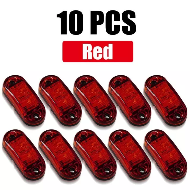 10X Red White Amber LED Side Marker Light RV Truck Trailer Clearance Lamp 12-24V