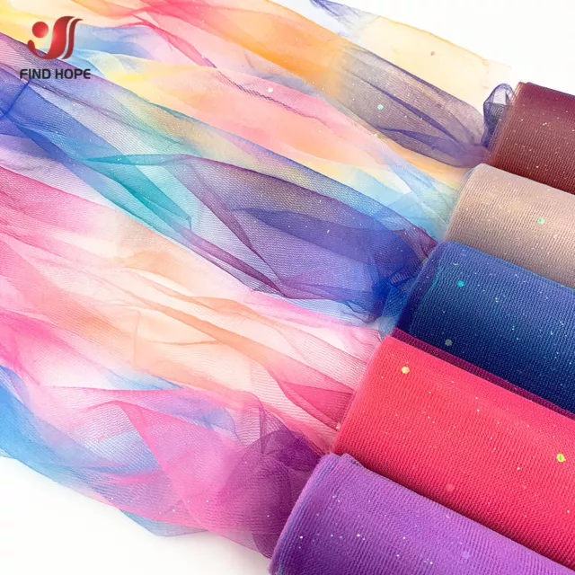 5pcs Bundle Rainbow Glitter Tulle Fabric DIY Craft Skirt Packaging Party Decor 2