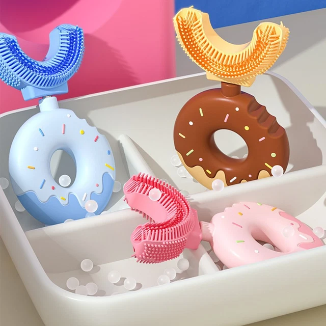 Cepillo de dientes manual de silicona rosquilla de 360 ​​grados para niños niños