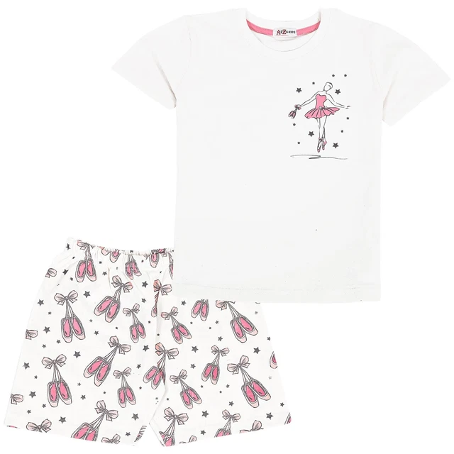 Ragazze Dancing Girl Pigiama Stampa Bambini Cotone Shorts Set Indumenti da Notte