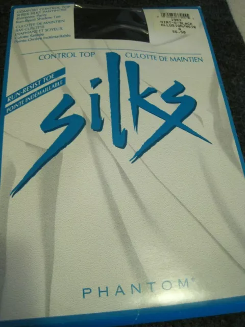 RARE Pantyhose SILKS Hint-0-Black Size A NIP Vintage