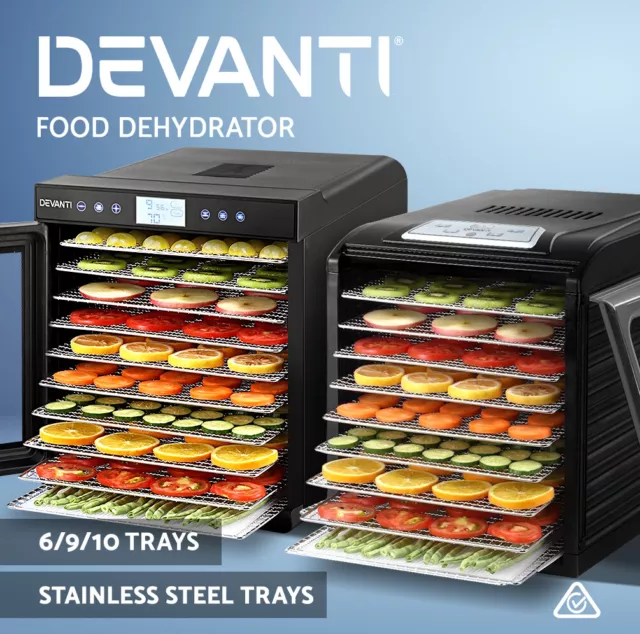 Devanti Food Dehydrator Stainless Steel Beef Jerky Dehydrators Fruit Dryer Maker