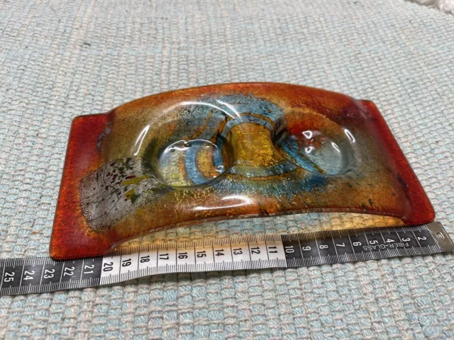 Studio Art Glass Hand Painted Multi-Color Double Tea Light Votive Candle Holder