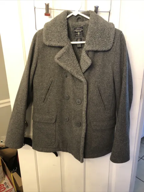 American Eagle Outfitters Womens Gray Double Breasted Wool Pea Coat - Size Small