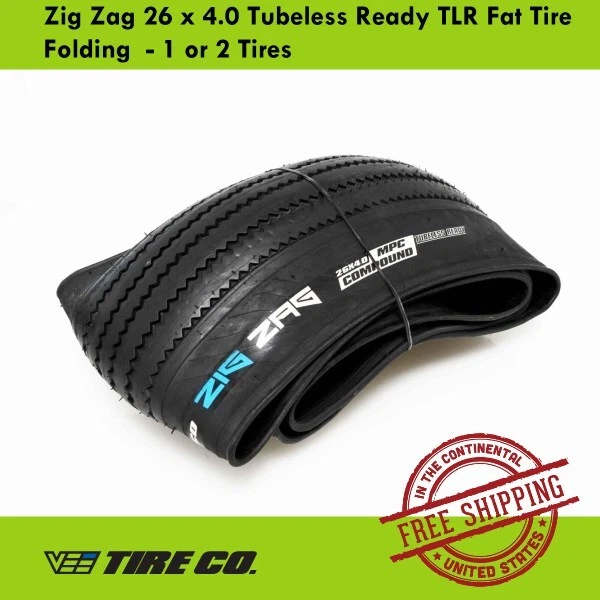 Vee Tire Zig Zag 26 x 4.0 Tubeless Ready TLR Fat Tire Folding  - 1 or 2 Tires