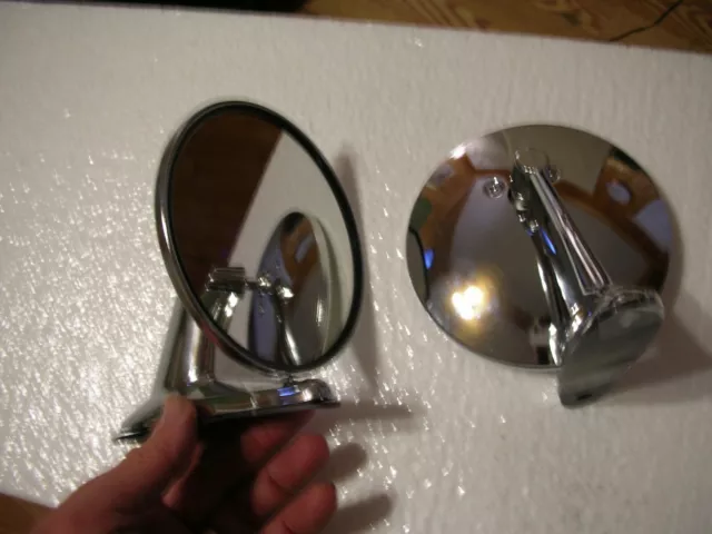 Oldsmobile Universal Round Chrome Door Mount Rear View Mirrors w/ Gaskets PAIR