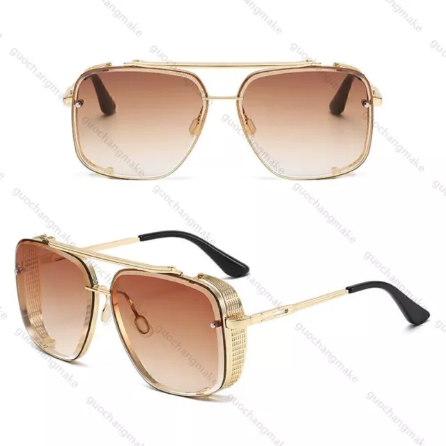 Übergroße quadratische Piloten-Sonnenbrille Metallstab Herren Damen UV400-Brille