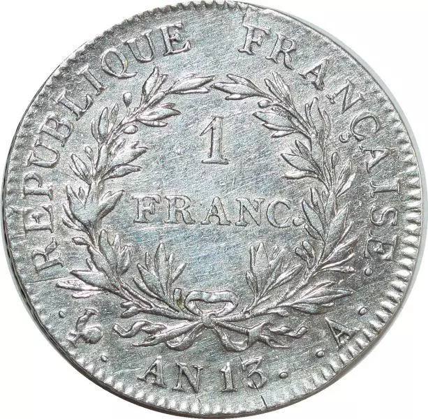 O8731 Rare 1 Franc Napoléon Cal Révol an 13 A Paris Argent Beau TTB++