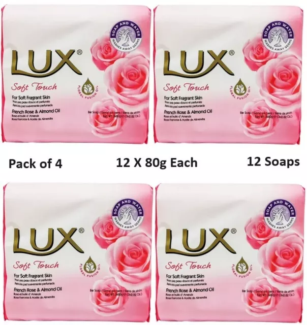 12 X Lux Pastilla de Jabón Tacto Suave 80g (4 X Paquete De 3)