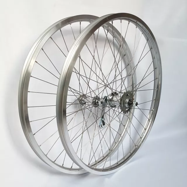 Laufradsatz für Oldtimer Fahrräder 26 Zoll Silber poliert Vintage Bike Alt