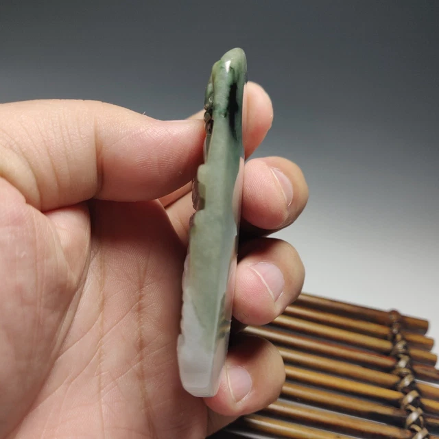 Chinese Exquisite Handmade Guanyin dragon carving Jadeite Jade Pendant 2