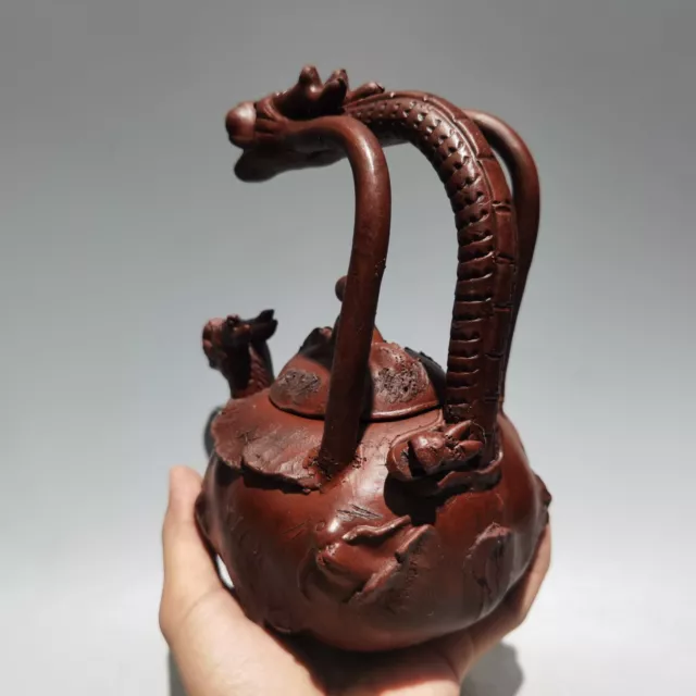 Chinese Yixing Zisha Clay Handmade Exquisite Chinese Zodiac dragon statue Teapot 3