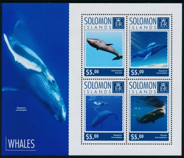 2014 Solomon Islands Whales Mini Sheet (4 Stamp) Fine Mint Mnh