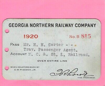 1920 Georgia Northern Low # 815 Railroad Railway Rr Rwy Pass